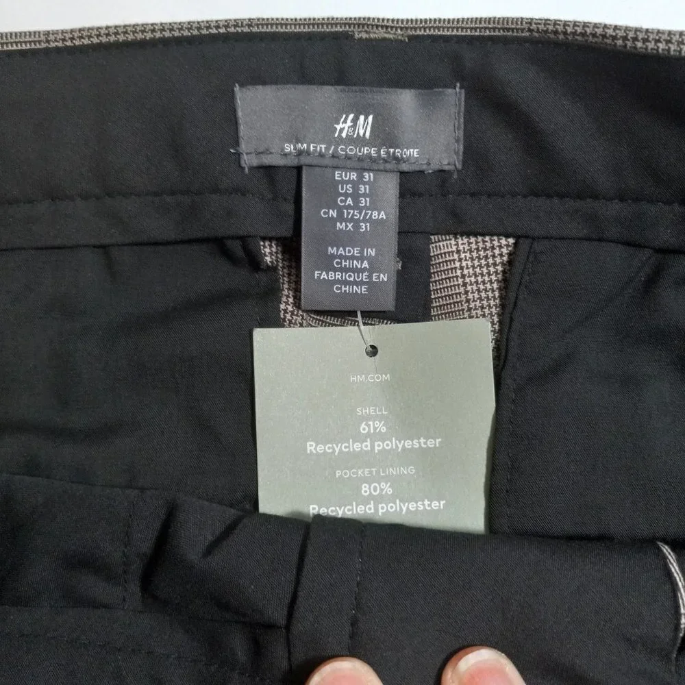 H and M Slim fit 4 way stretch pants Women's Size 31 NWT